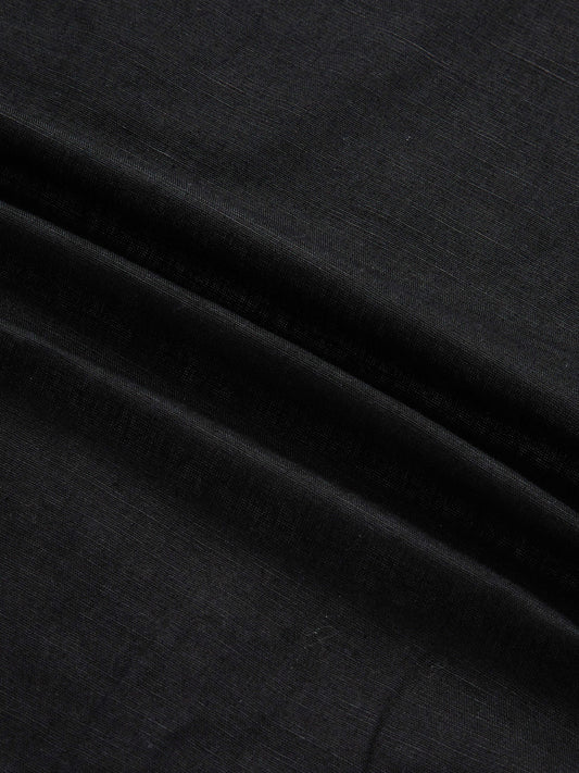 Refined Black Luxe Linen Lapel Collar Oversized Shirt