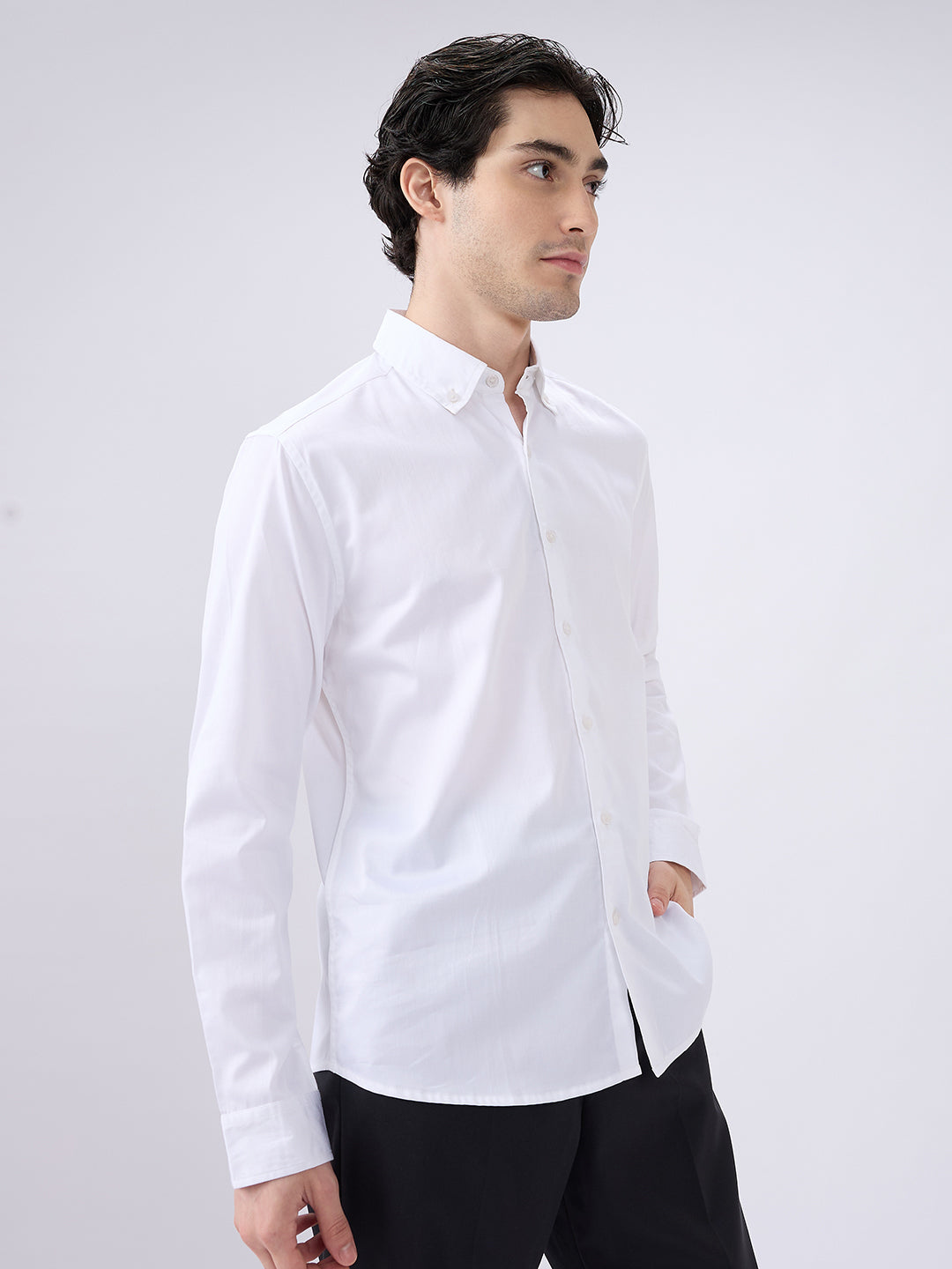 Pearl White Radiance Premium Satin Shirt