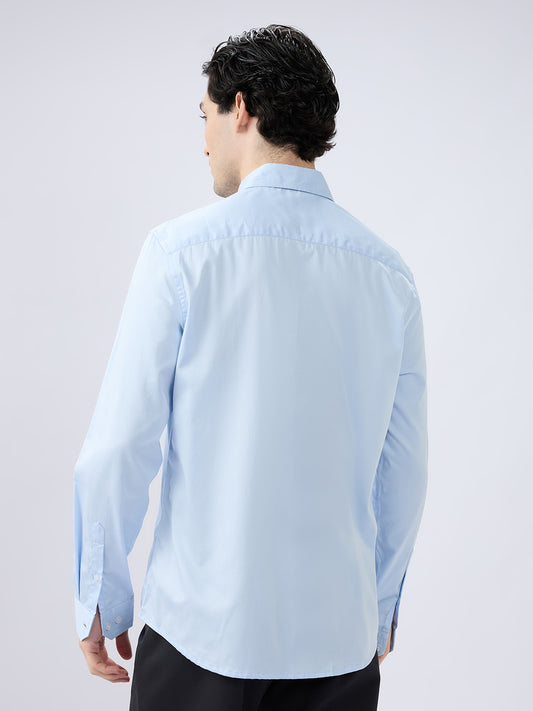 Bluemist Button-Down Collar Satin Shirt