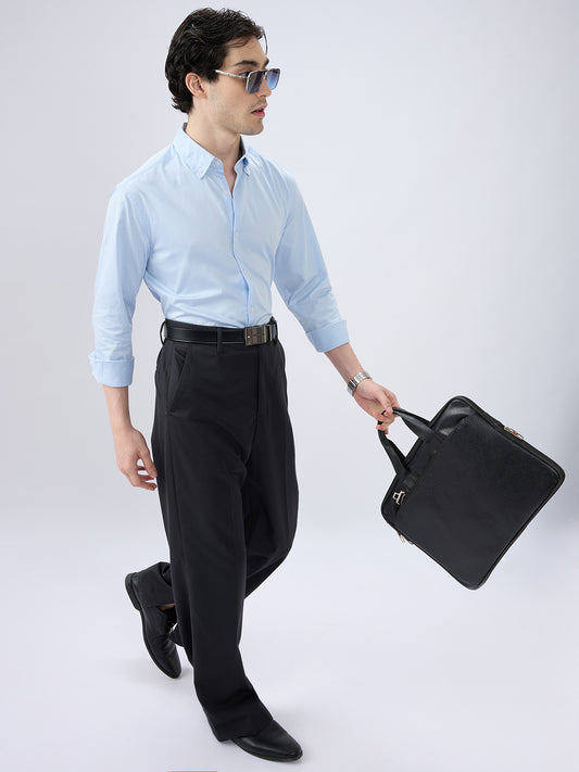 Bluemist Button-Down Collar Satin Shirt