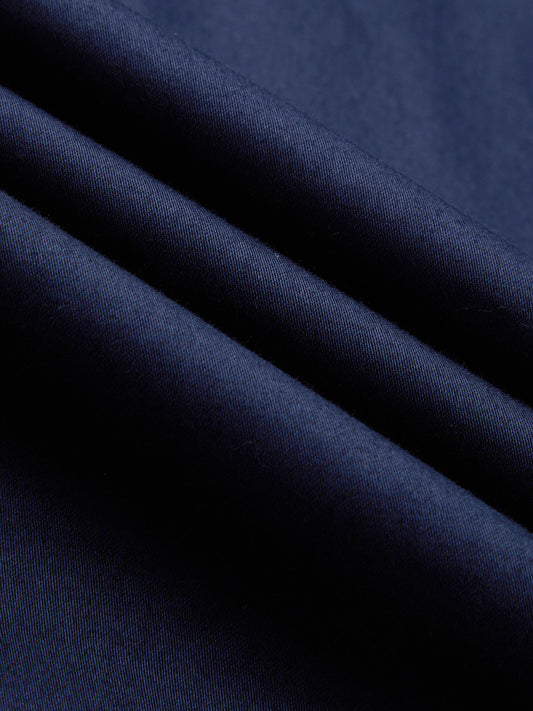 Navy Satin Luxe Button-Down Collar Shirt