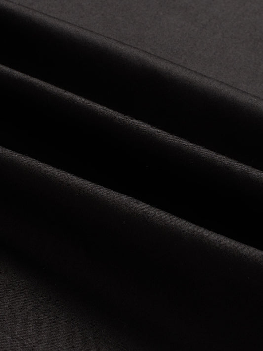 Jet Black Satin Button-Down Collar Luxe Shirt