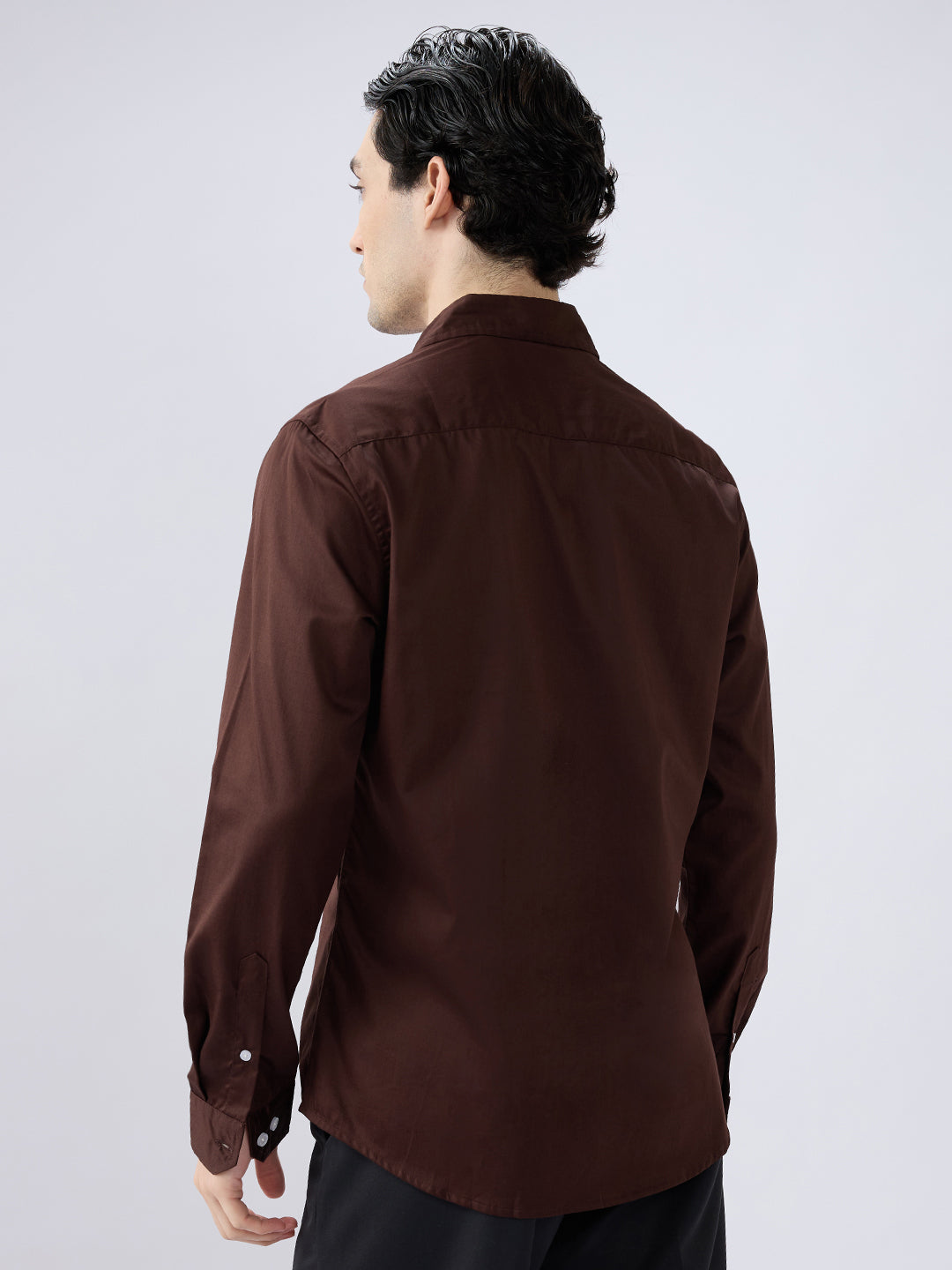 Rich Chocolate Brown Satin Shirt