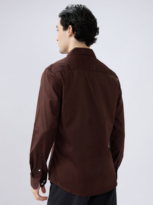 Rich Chocolate Brown Satin Shirt