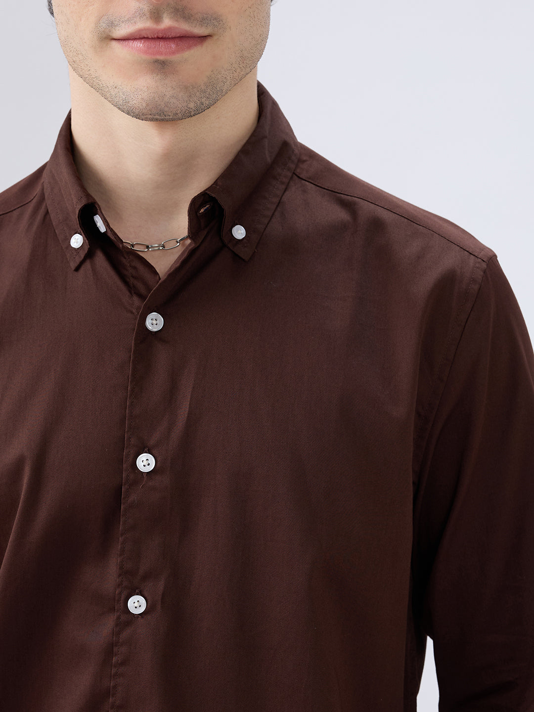 Rich Chocolate Brown Satin Shirt