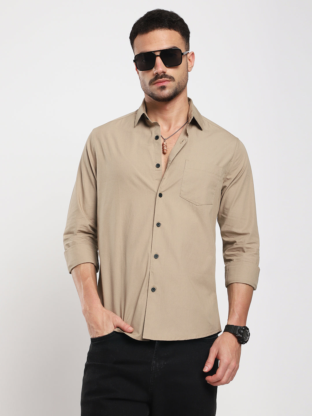 Classic Khaki Poplin Shirt