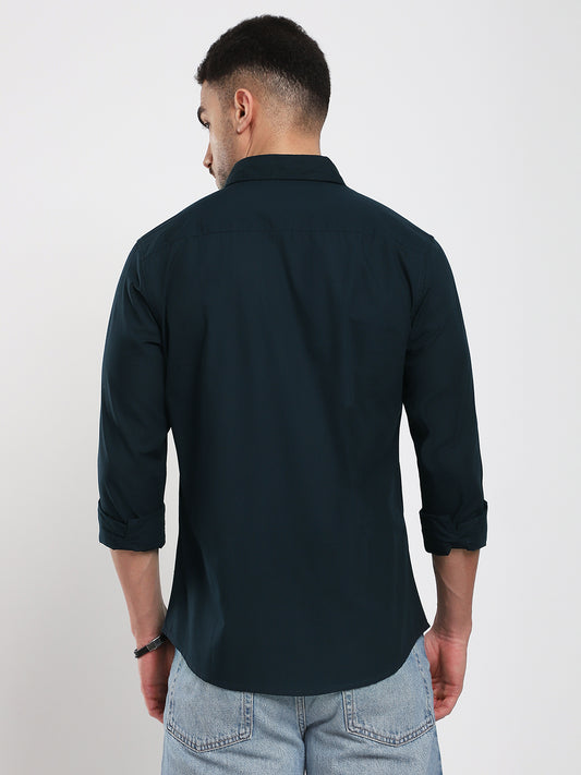 Sleek Navy Blue Poplin Shirt