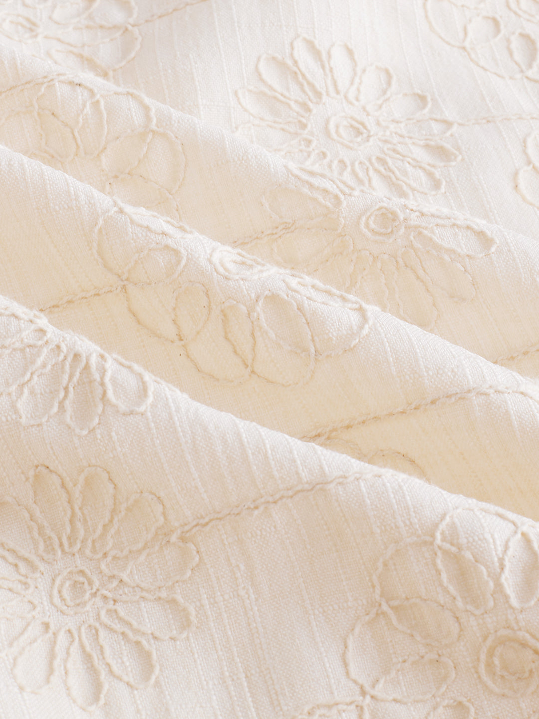 Serene Whispering Bloom Beige Embroidered Shirt