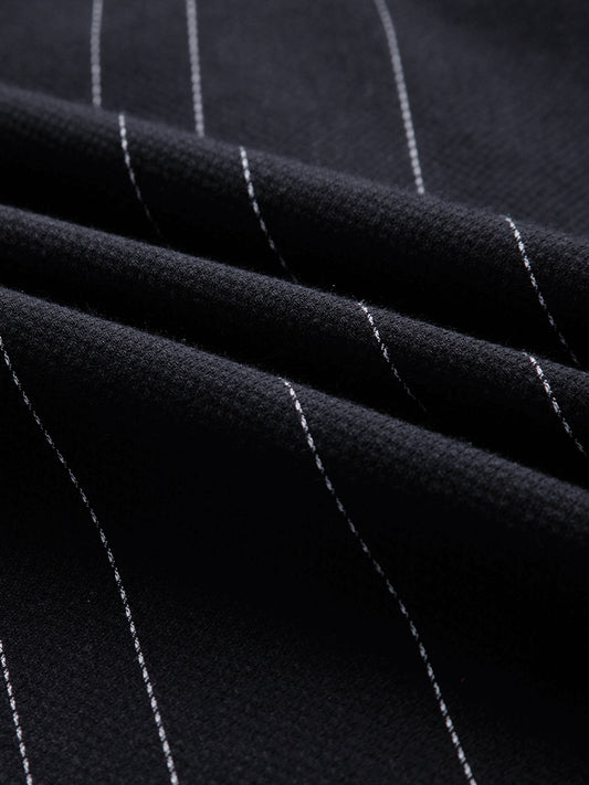 Black Contrast Stitch Vertical Striped Shirt