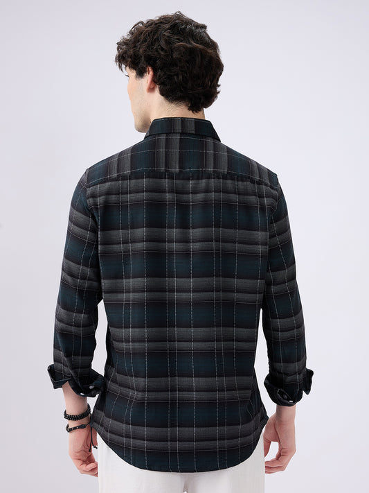 Premium Cotton Black Windowpane Checkered Grid Shirt