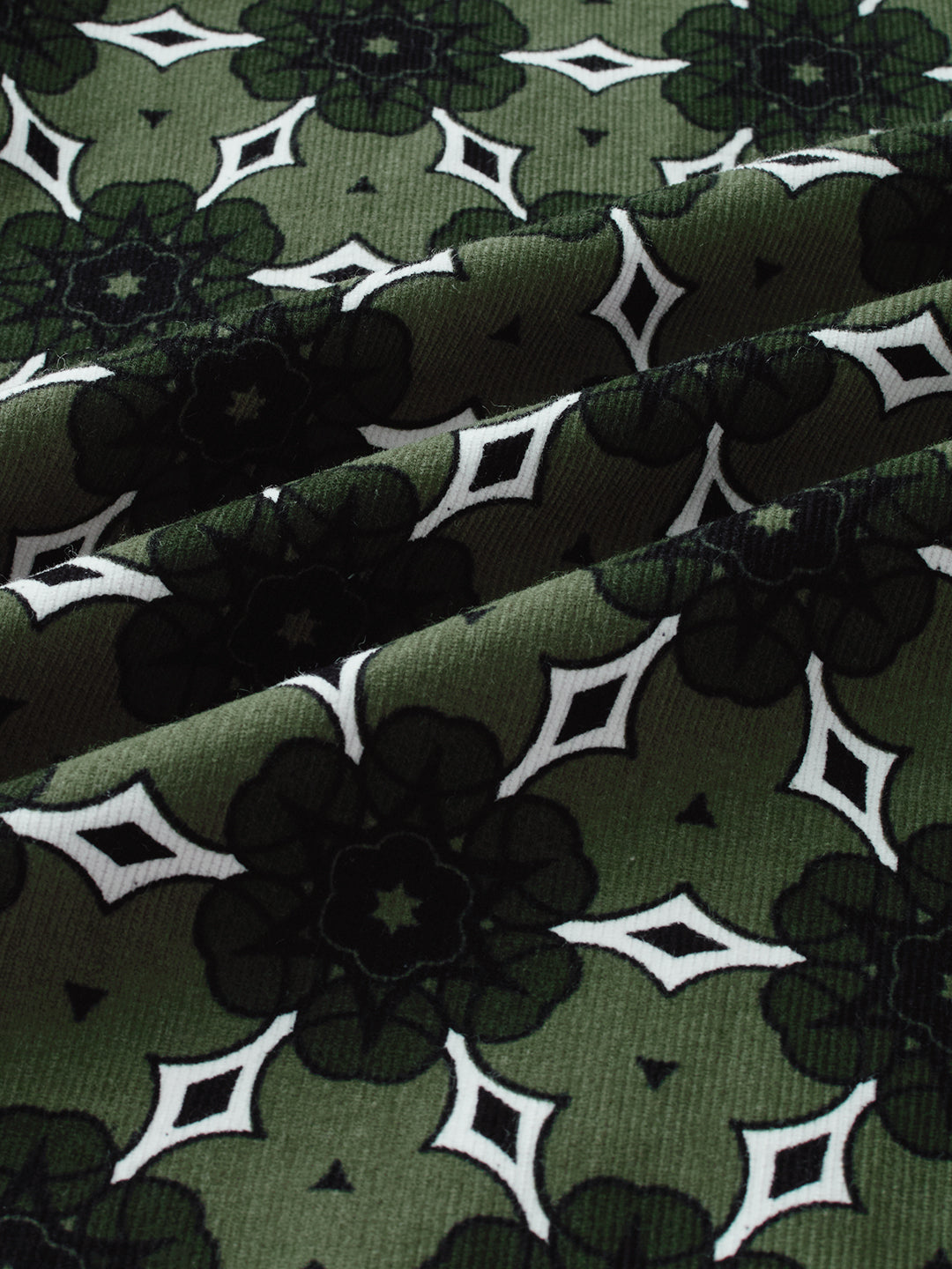 Emerald Green Floral Bloom Corduroy Shirt