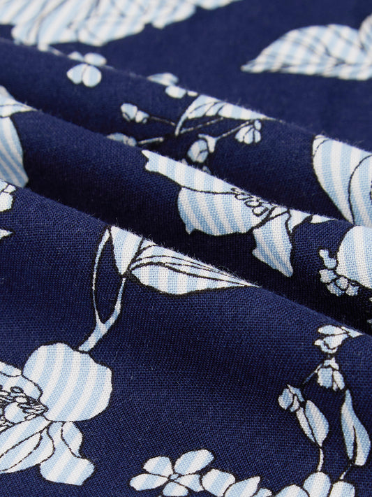 Navy Floral Escape Holiday Shirt