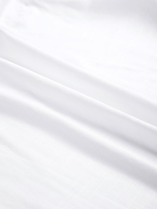 Pearl White Refined Slub Texture Oversized Crop Shirt