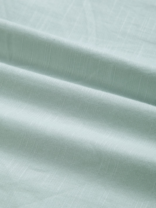 Pastel Green Slub Texture Oversized Crop Shirt