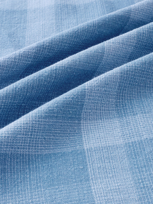 Arctic Mist Denim Shadow Checks Boxy Fit Crop Shirt