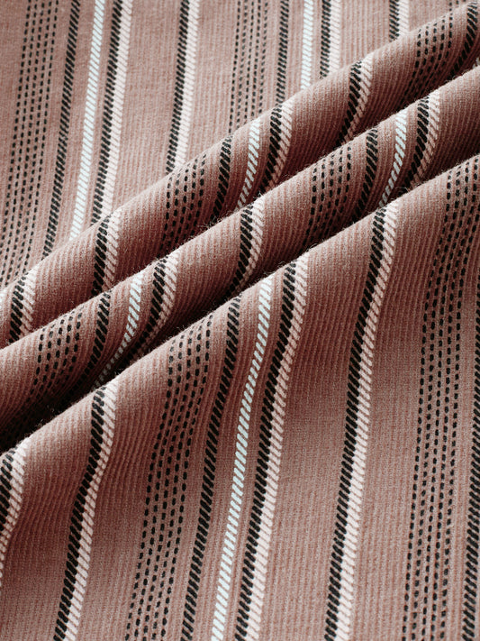Rustic Bark Brown Multi-Stripe Twin Pocket Corduroy Shirt