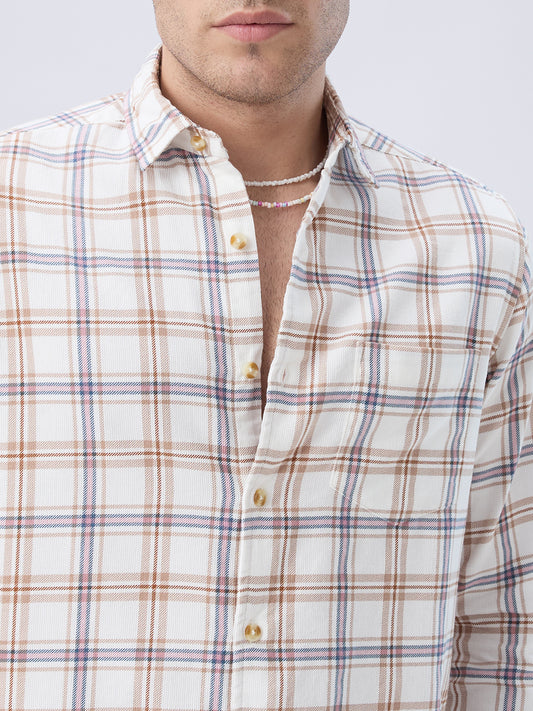 Desert Beige Vintage Corduroy Checks Shirt