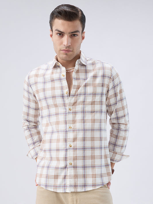 Desert Beige Vintage Corduroy Checks Shirt