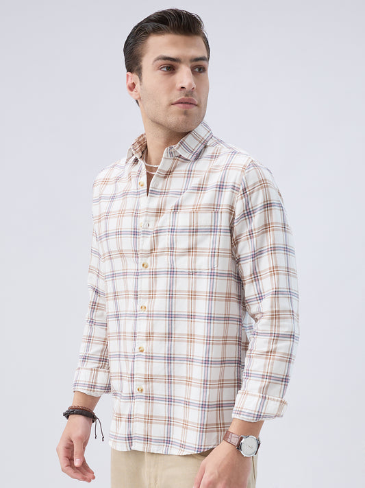 Desert Beige Vintage Corduroy Checks Shirt