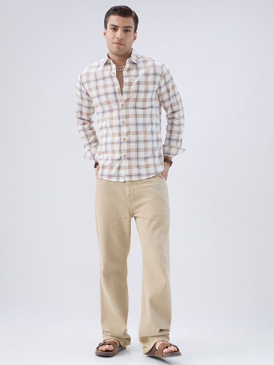 Desert Beige Vintage Corduroy Checks Shirt