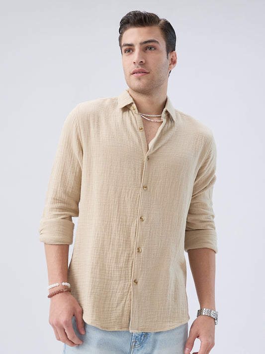 Warm Beige Double Cloth Shirt