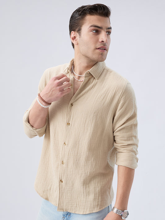 Warm Beige Double Cloth Shirt