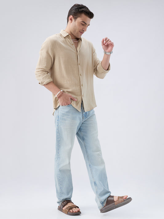 Warm Beige Double Cloth Shirt
