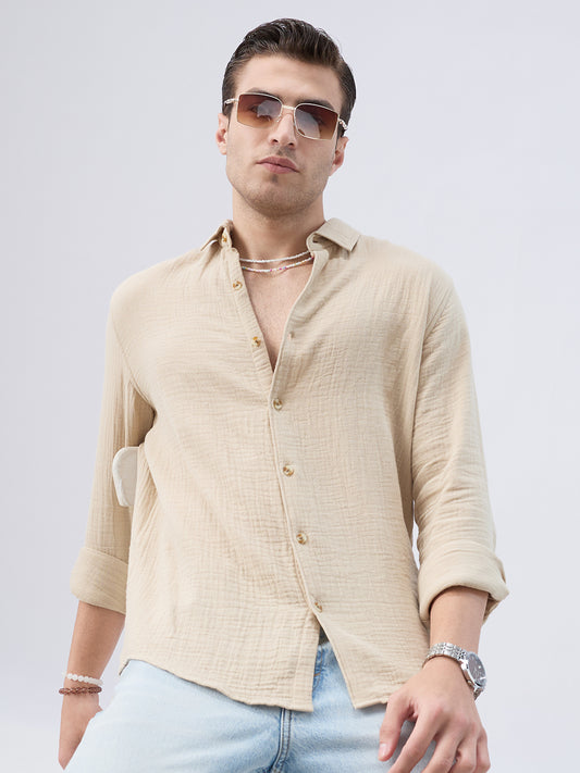 Warm Beige Double Cloth Shirt