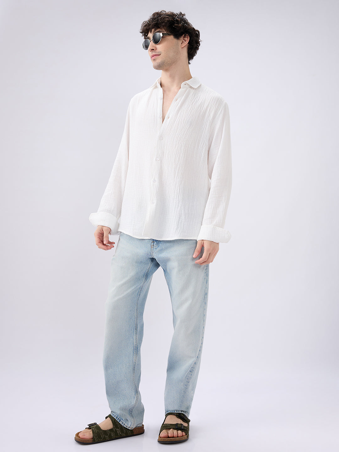 Elegant Cloud White Double Cloth Shirt