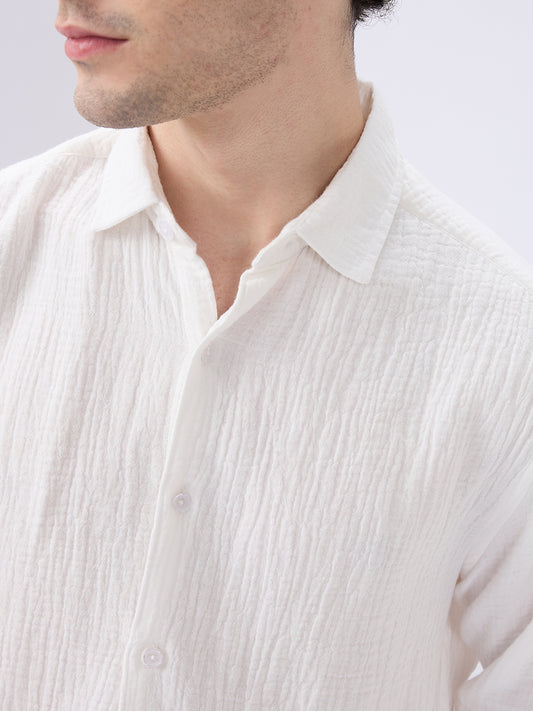 Elegant Cloud White Double Cloth Shirt