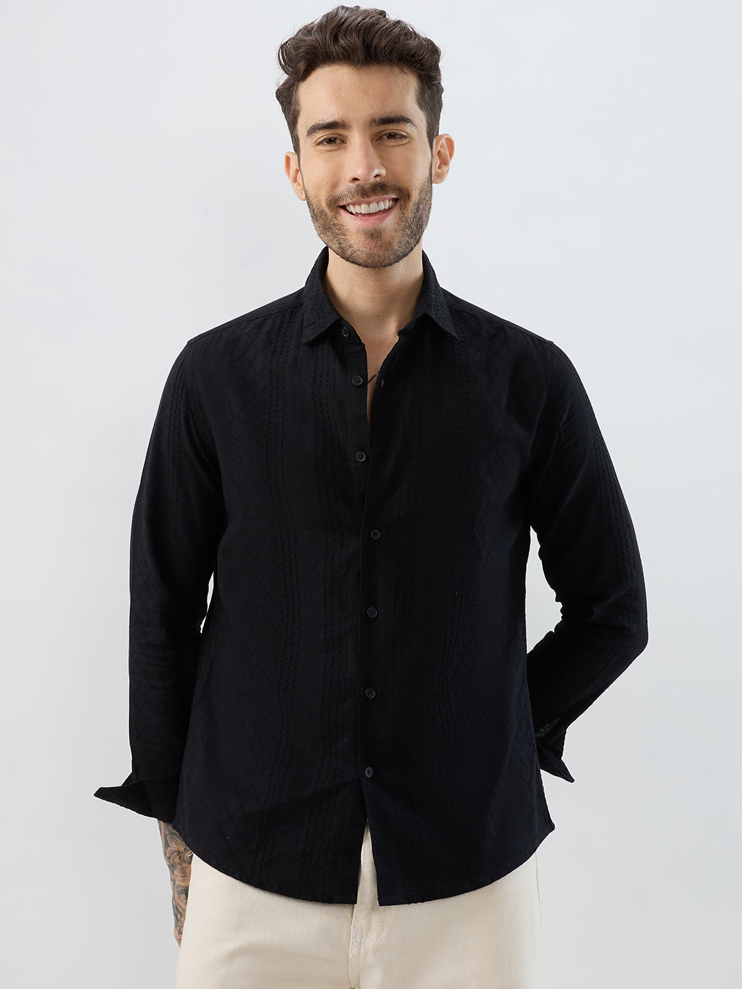 Onyx Black Refined Embroidered Shirt