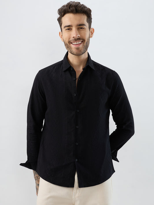 Onyx Black Refined Embroidered Shirt
