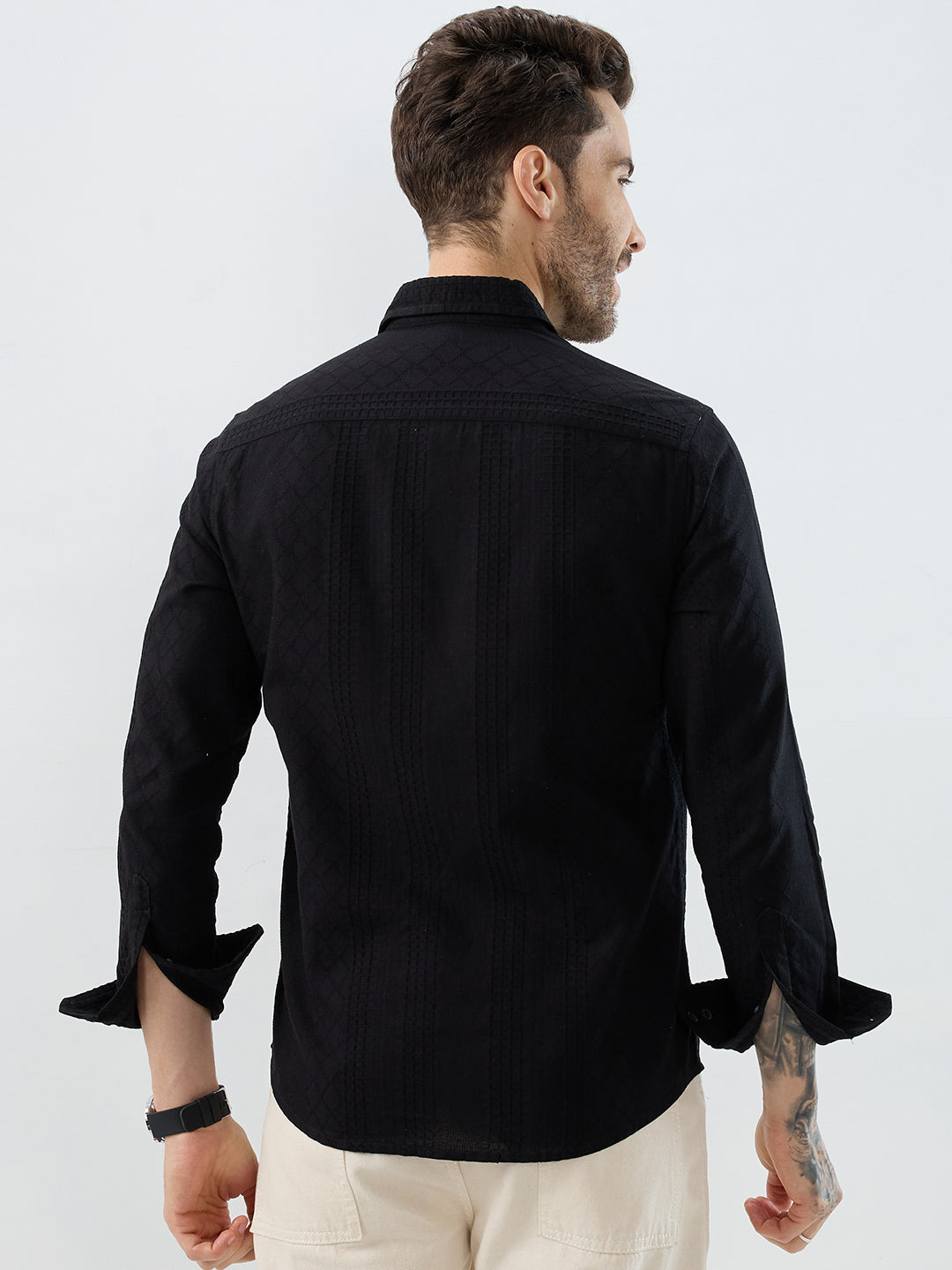 Onyx Black Refined Embroidered Shirt