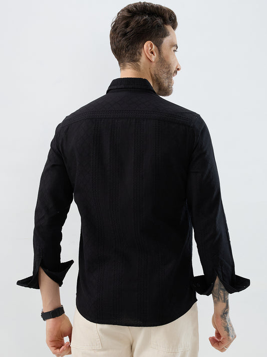 Onyx Black Refined Embroidered Shirt