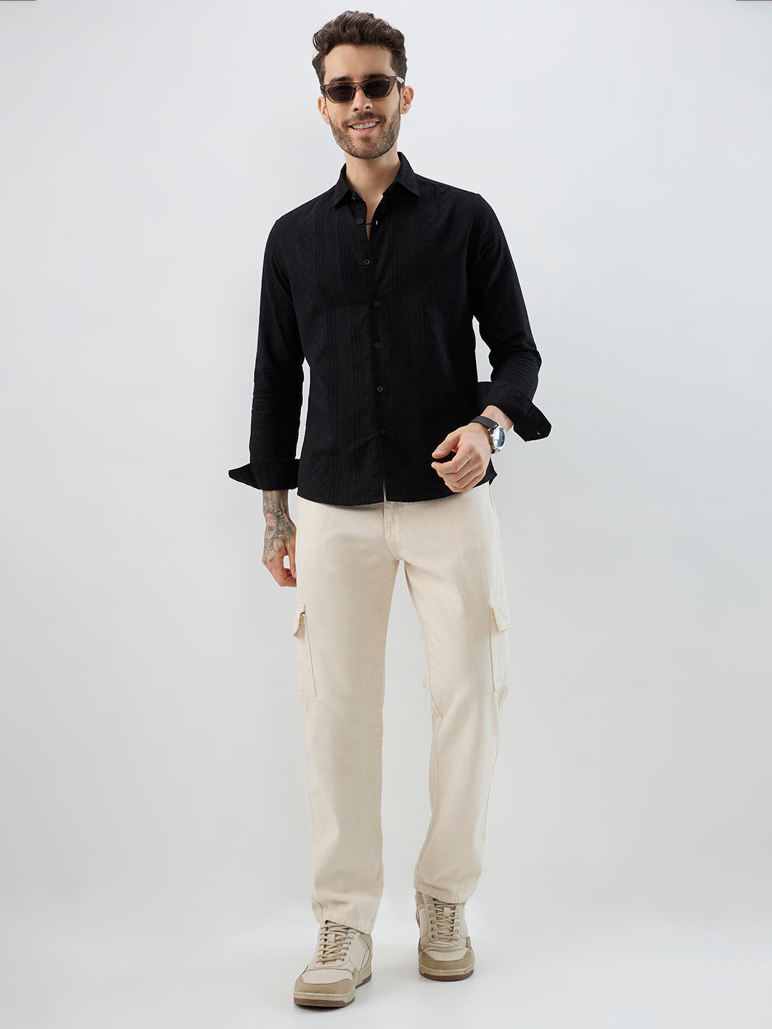 Onyx Black Refined Embroidered Shirt