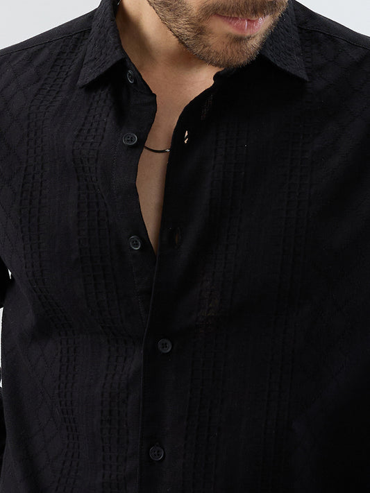 Onyx Black Refined Embroidered Shirt