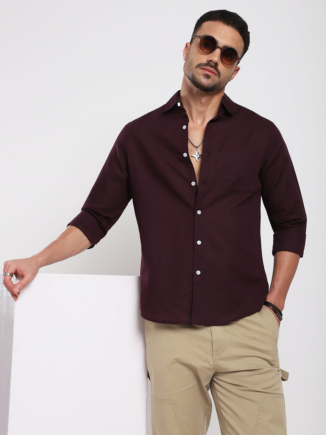 Royal Plum Essence Pure Linen Shirt