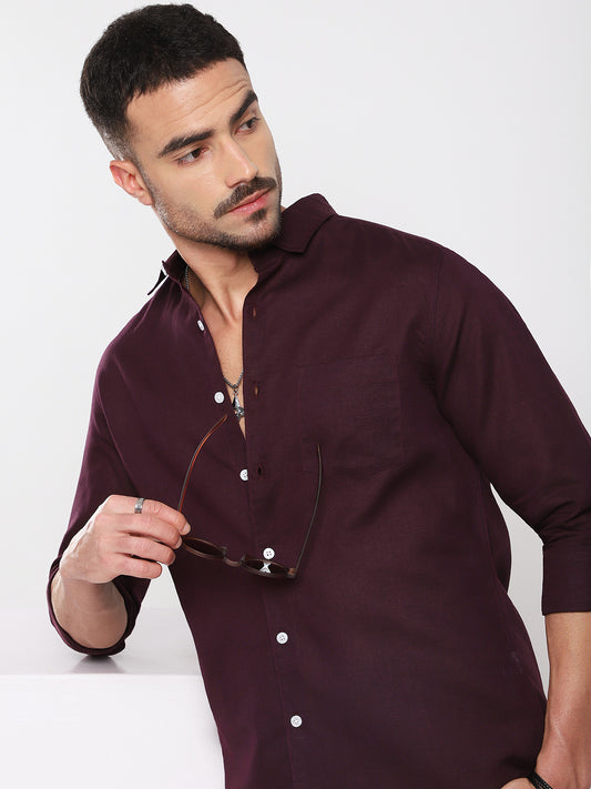 Royal Plum Essence Pure Linen Shirt