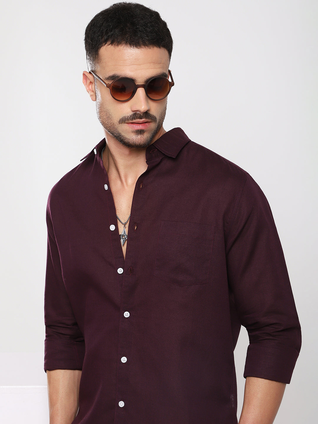 Royal Plum Essence Pure Linen Shirt