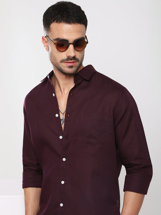 Royal Plum Essence Pure Linen Shirt