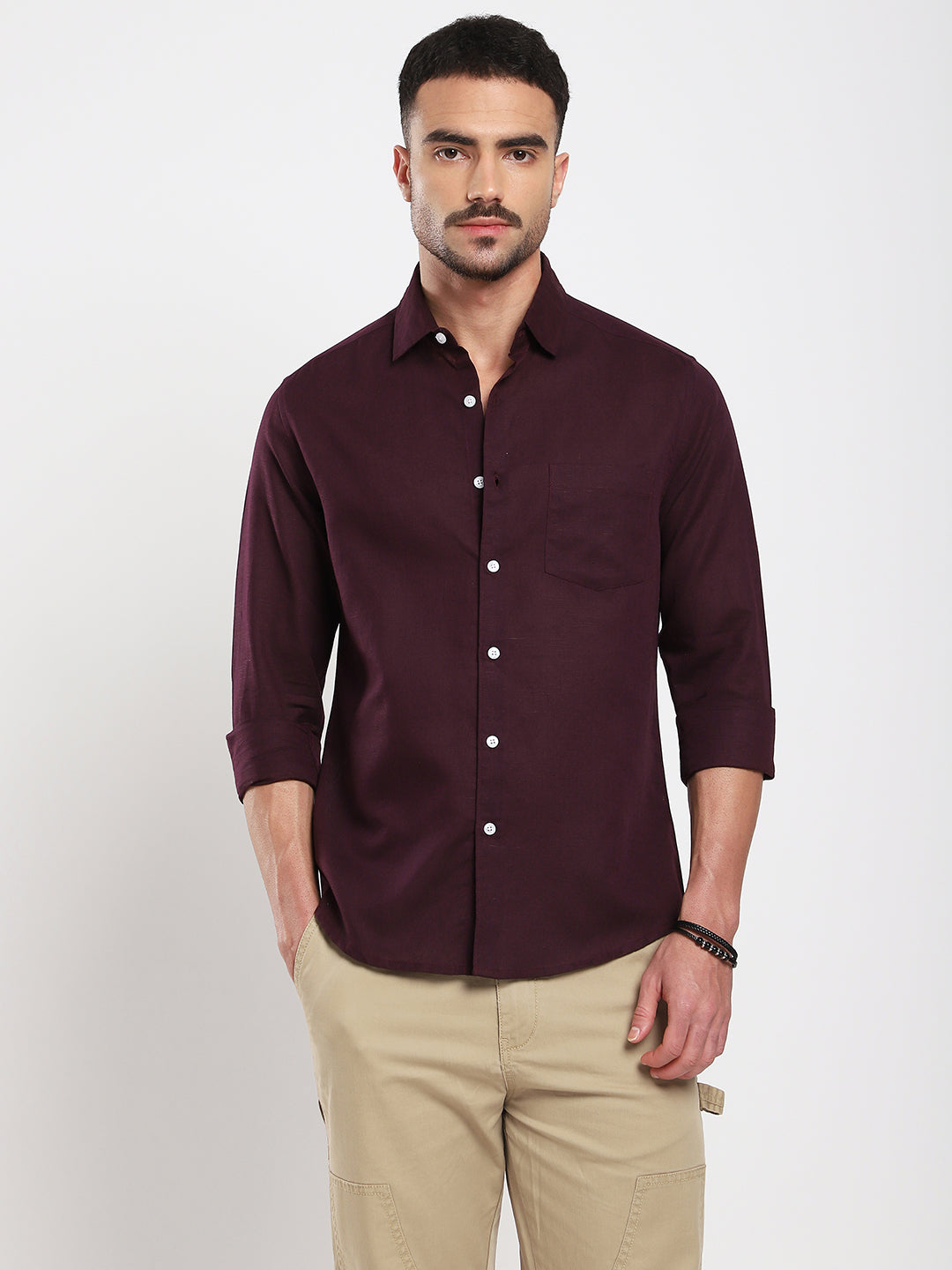 Royal Plum Essence Pure Linen Shirt