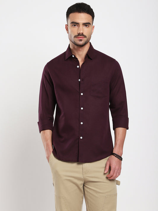 Royal Plum Essence Pure Linen Shirt