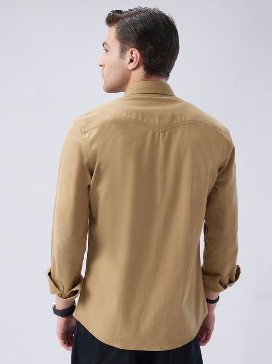 Elegant Khaki Voyager Twin Flap Pocket Overshirt