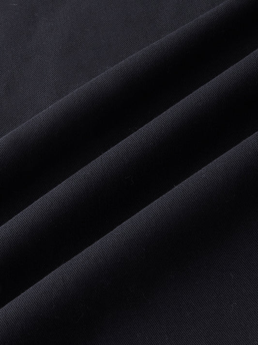 Elegant Solid Black Double Pocket Overshirt