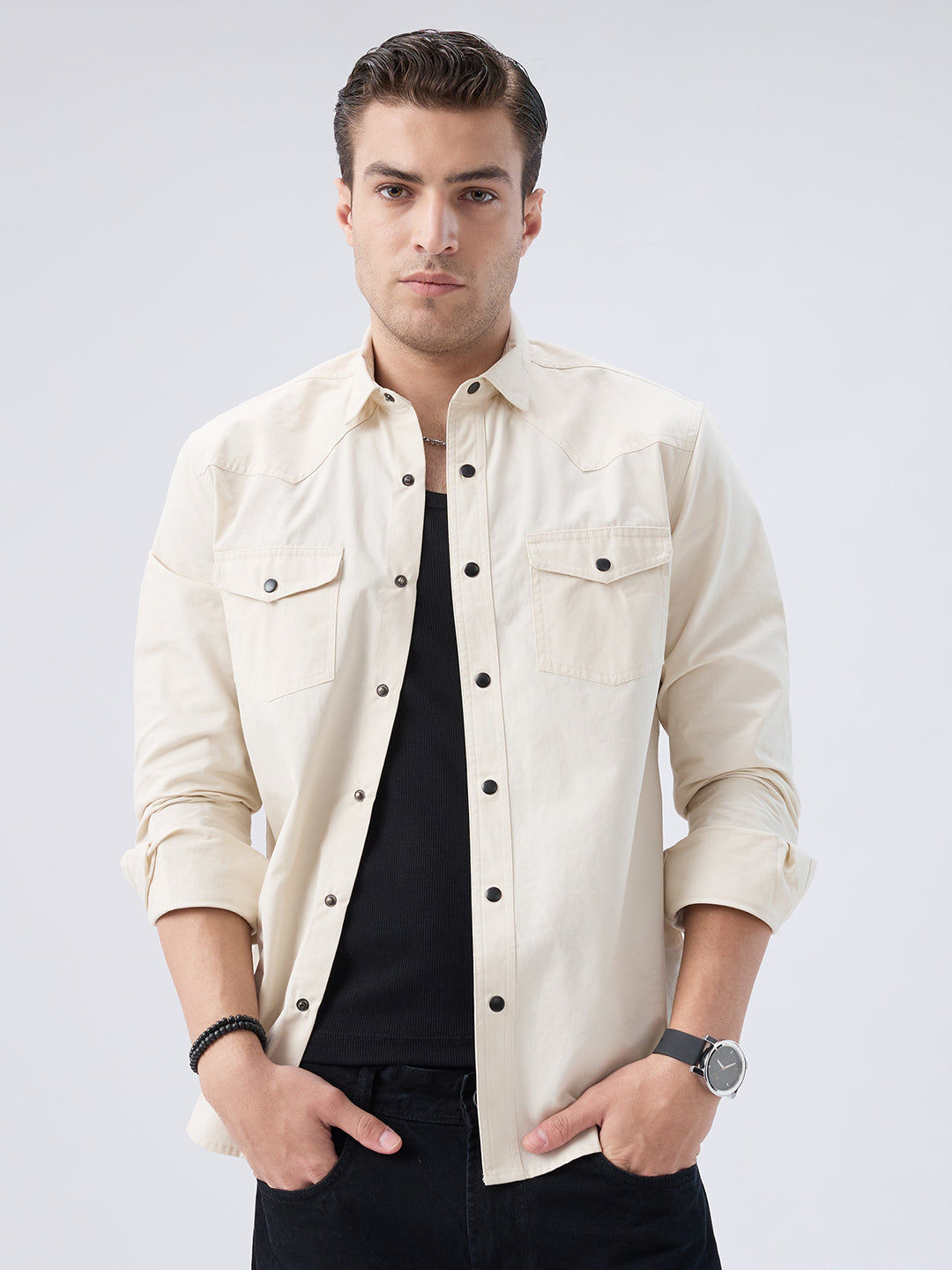 Vintage Cream Voyager Twin Flap Pocket Overshirt