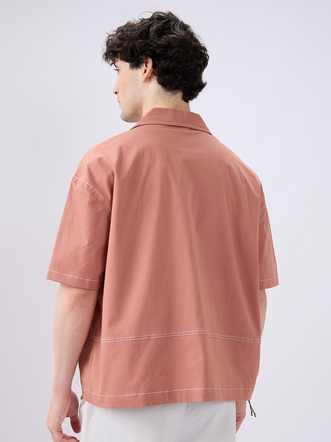 Georgia Peach Twin Pocket Oversized Crop Shirt