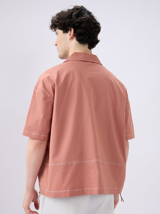 Georgia Peach Twin Pocket Oversized Crop Shirt