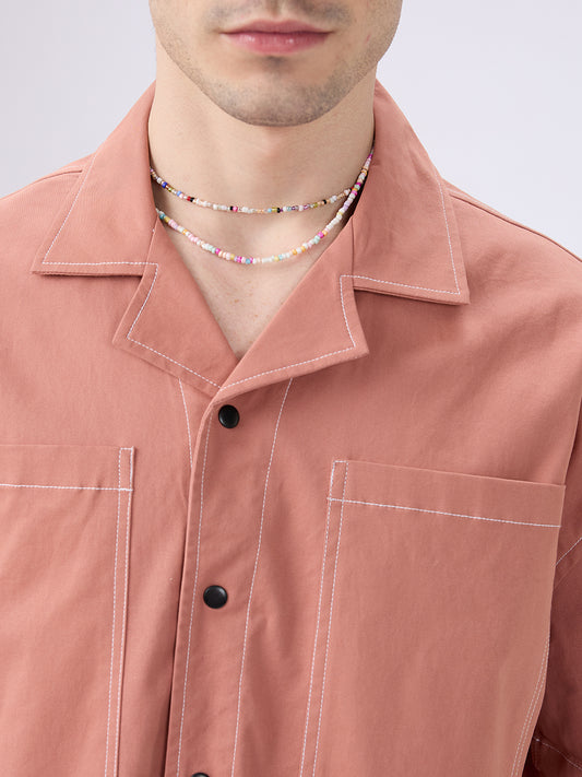 Georgia Peach Twin Pocket Oversized Crop Shirt