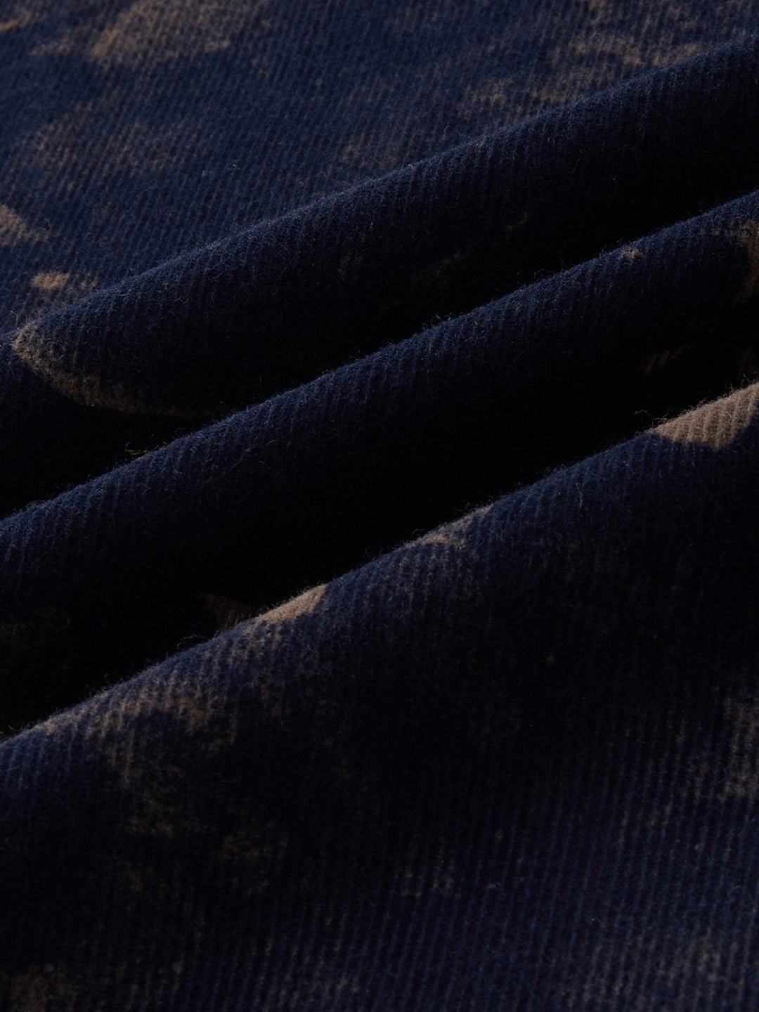 Navy Abstract Bloom Printed Flap Pocket Corduroy Shirt