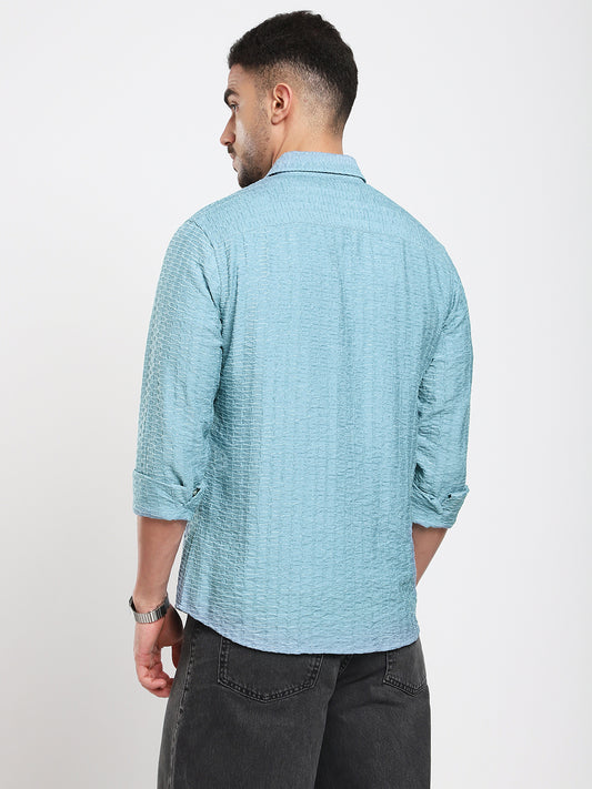 Crystal Wave Blue Horizontal Textured Shirt